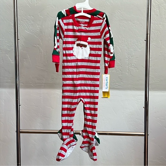 NWT New 2 piece 2T Unisex Girl or Boy Christmas Onesie Pajamas w/ attached feet - Picture 2 of 4